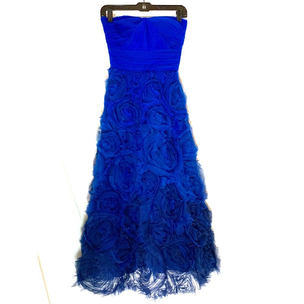 NWT Marchesa Notte Royal Blue Tulle Strapless Gown